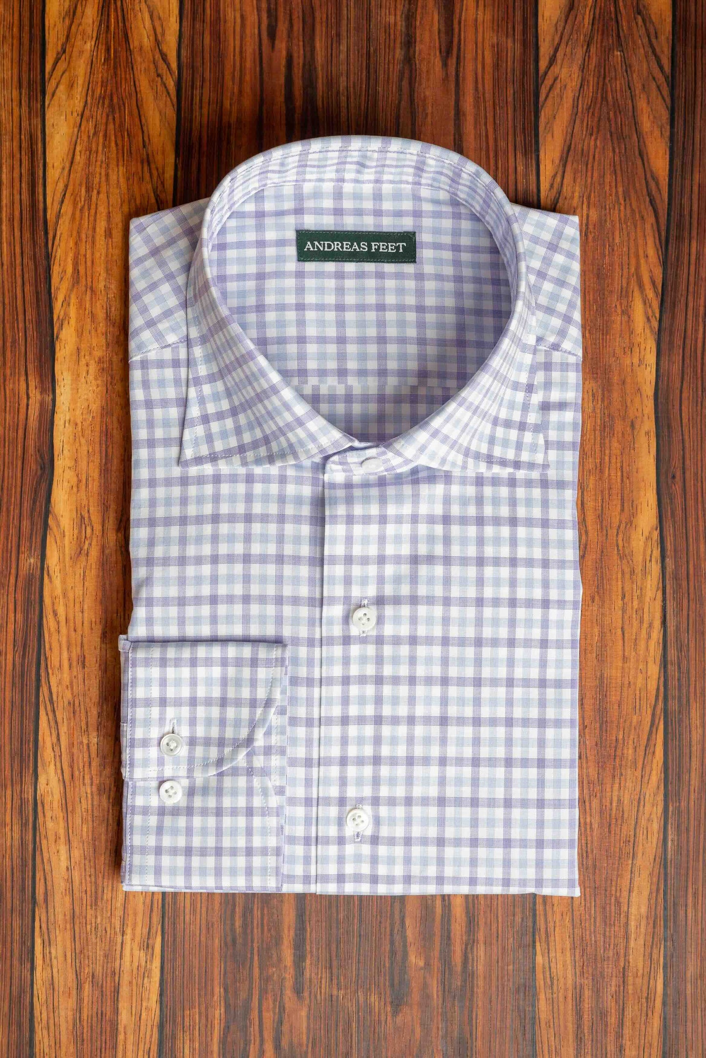 Lilac Check Zephir Spread Collar Shirt