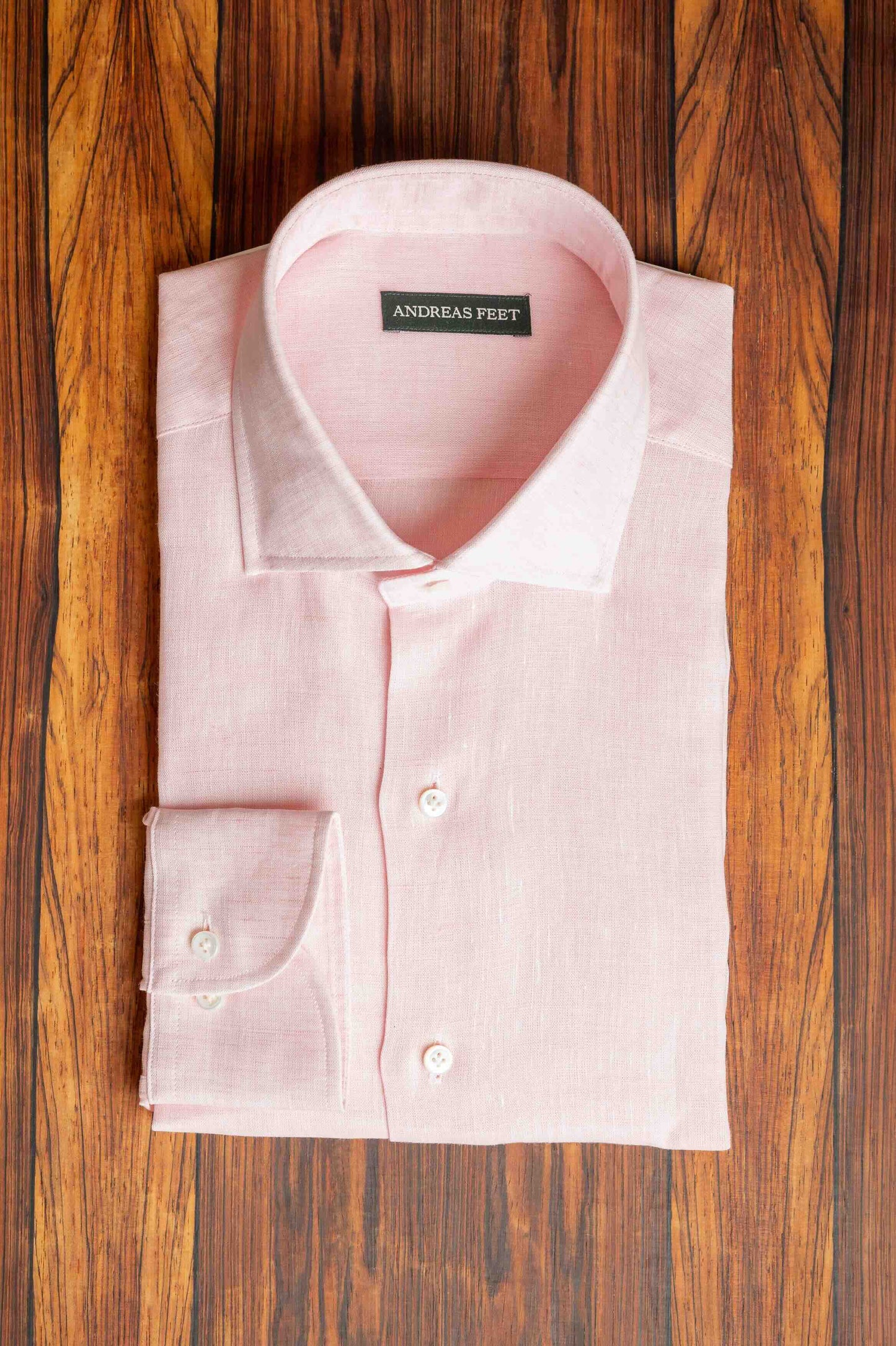 Light Pink Linen Cut Away Collar Shirt