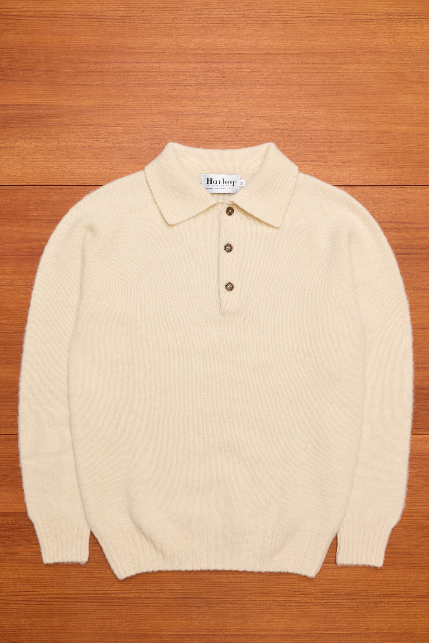 Vanilla Polo Neck Brushed Shetland Wool Jumper