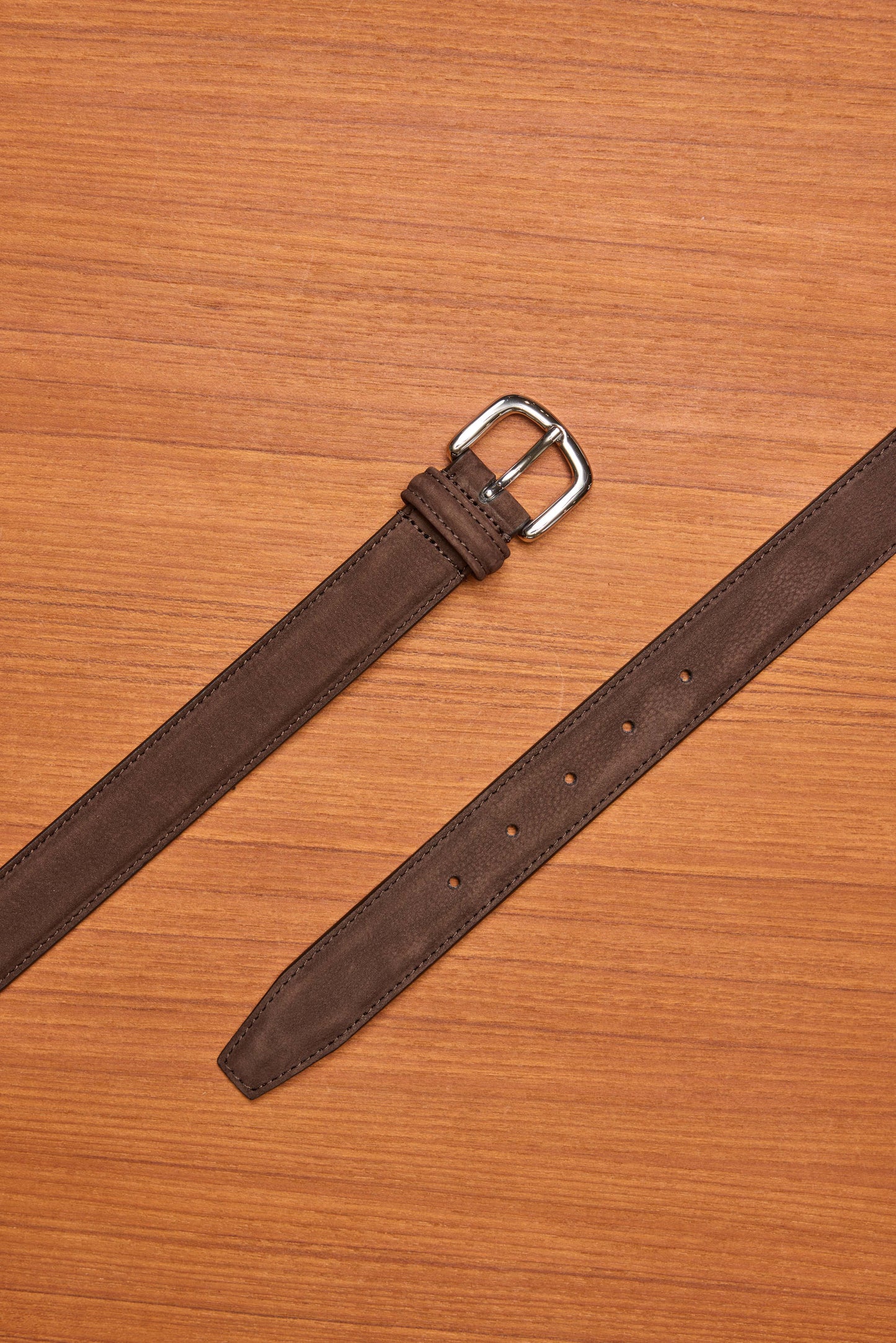 Brown Nubuck Belt Silver Buckle