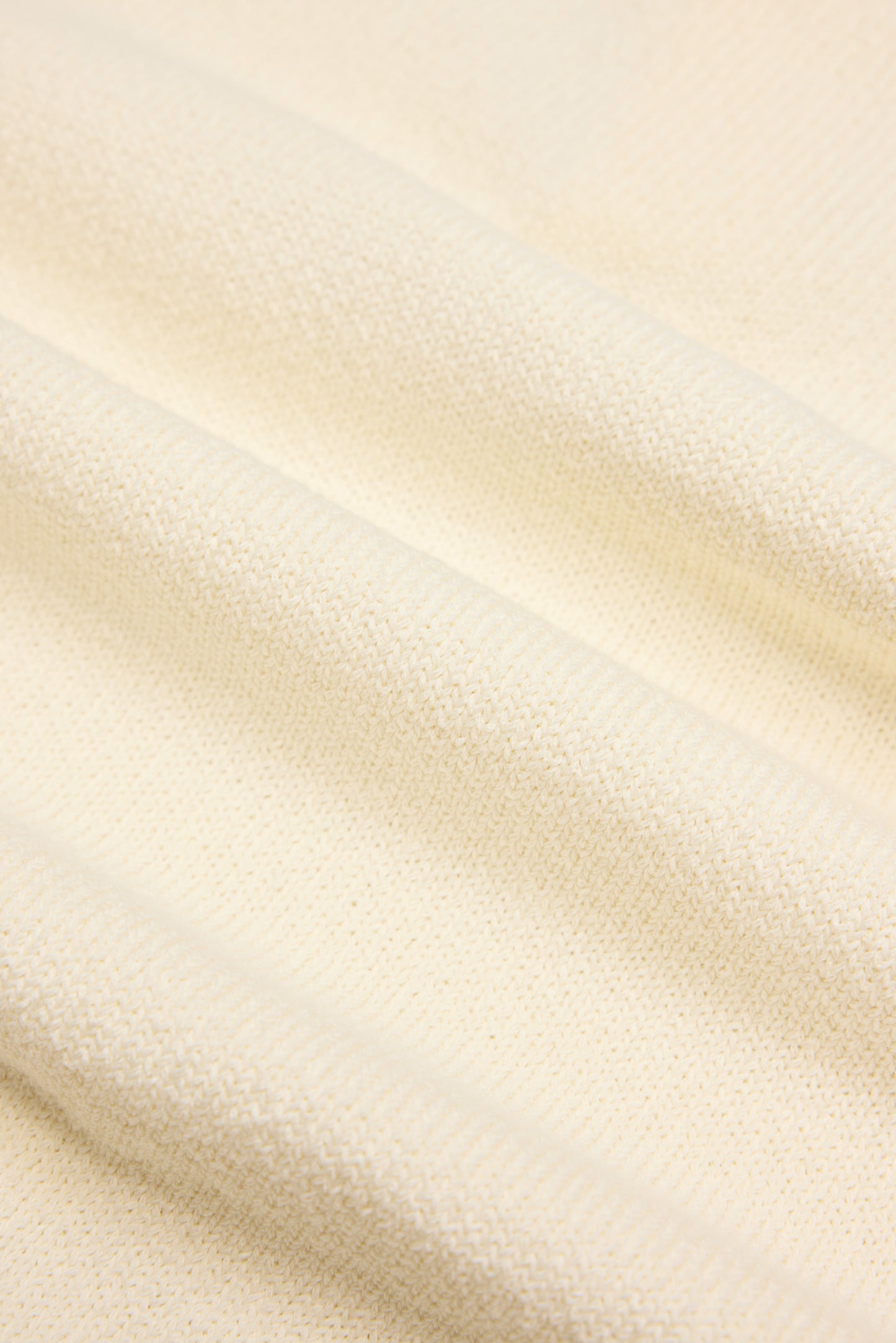 Textured Cotton Knitted Polo Ecru