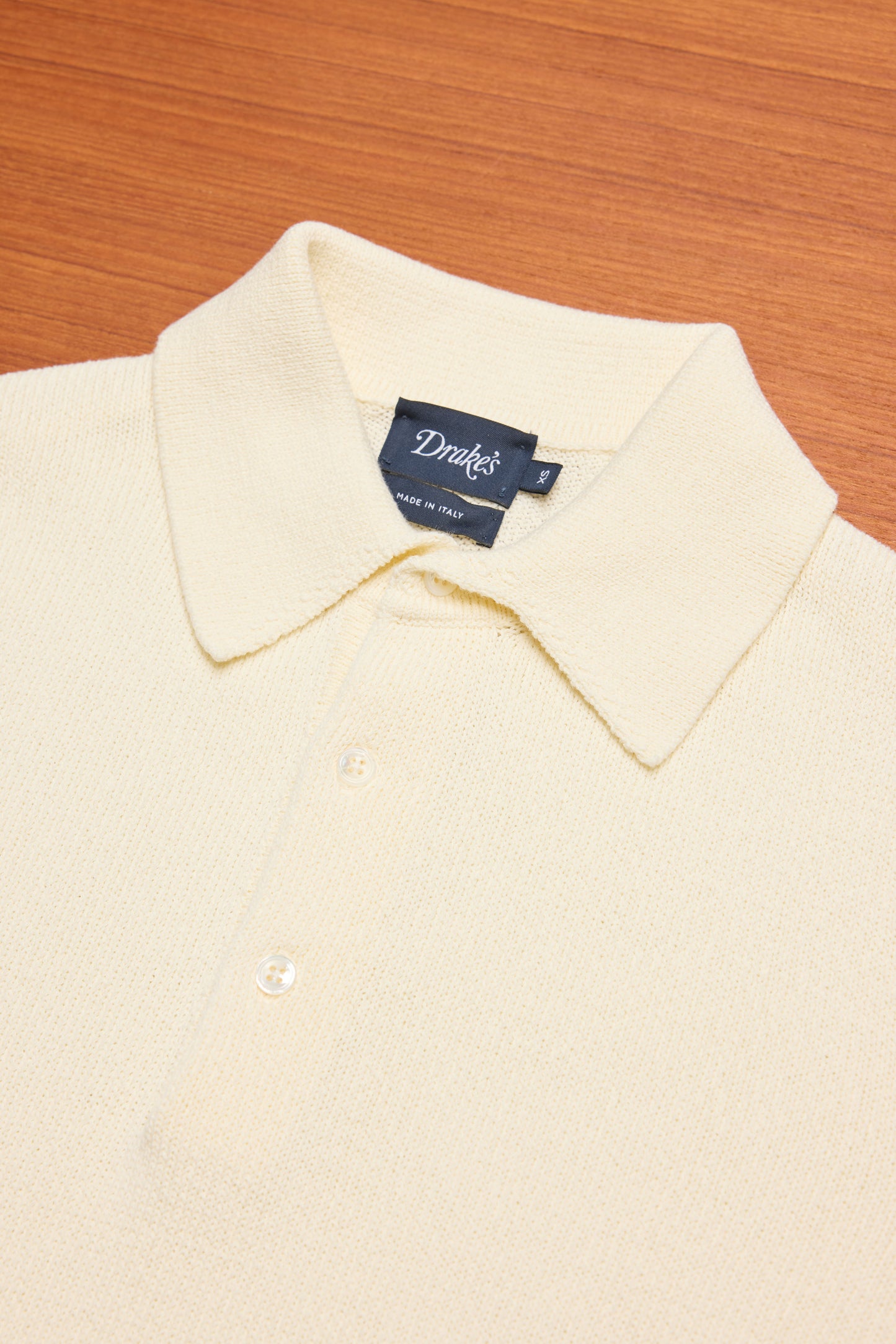 Textured Cotton Knitted Polo Ecru