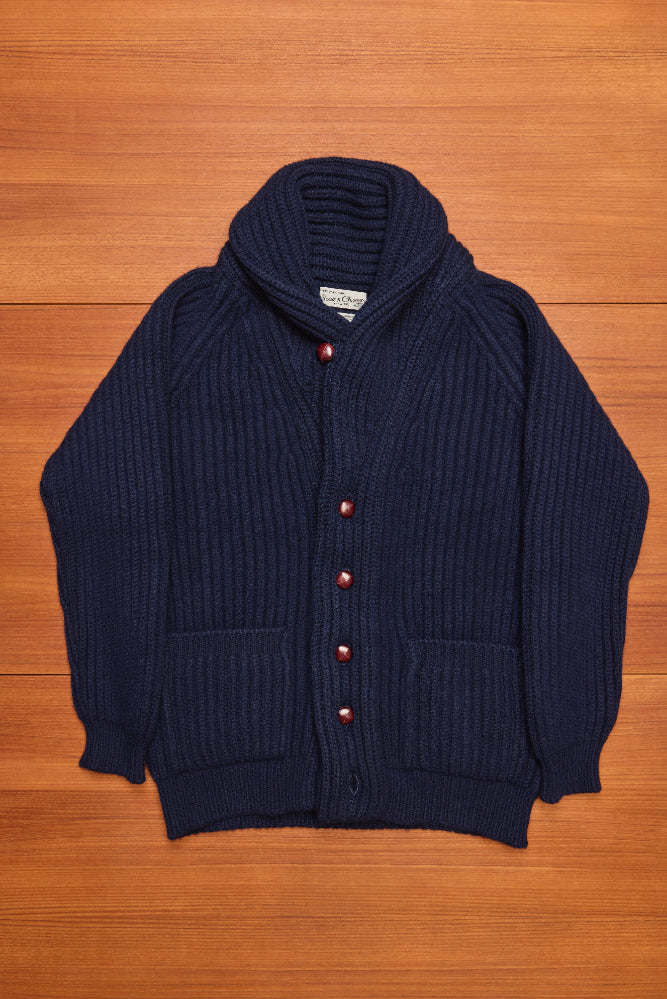 Navy Lambswool Shawl Cardigan