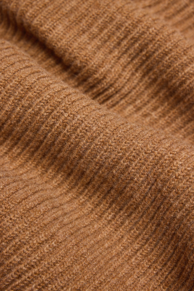 Camel Lambswool Shawl Collar Cardigan