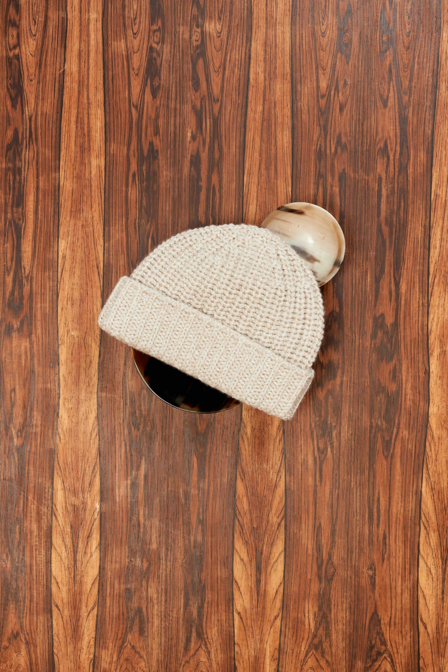 Oatmeal Chunky Rib Marl Cashmere Beanie