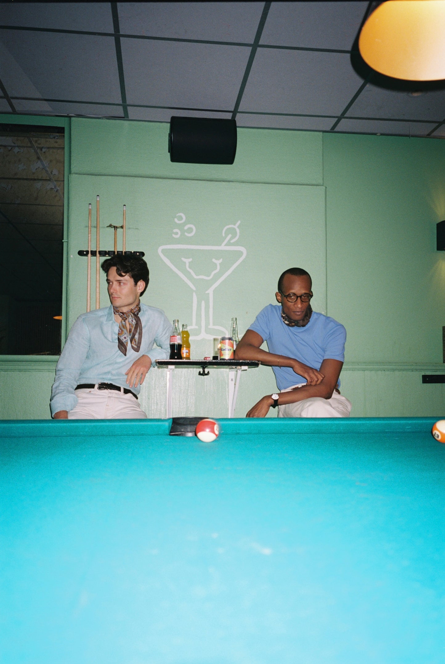 Mint Green Linen Cut Away Collar Shirt