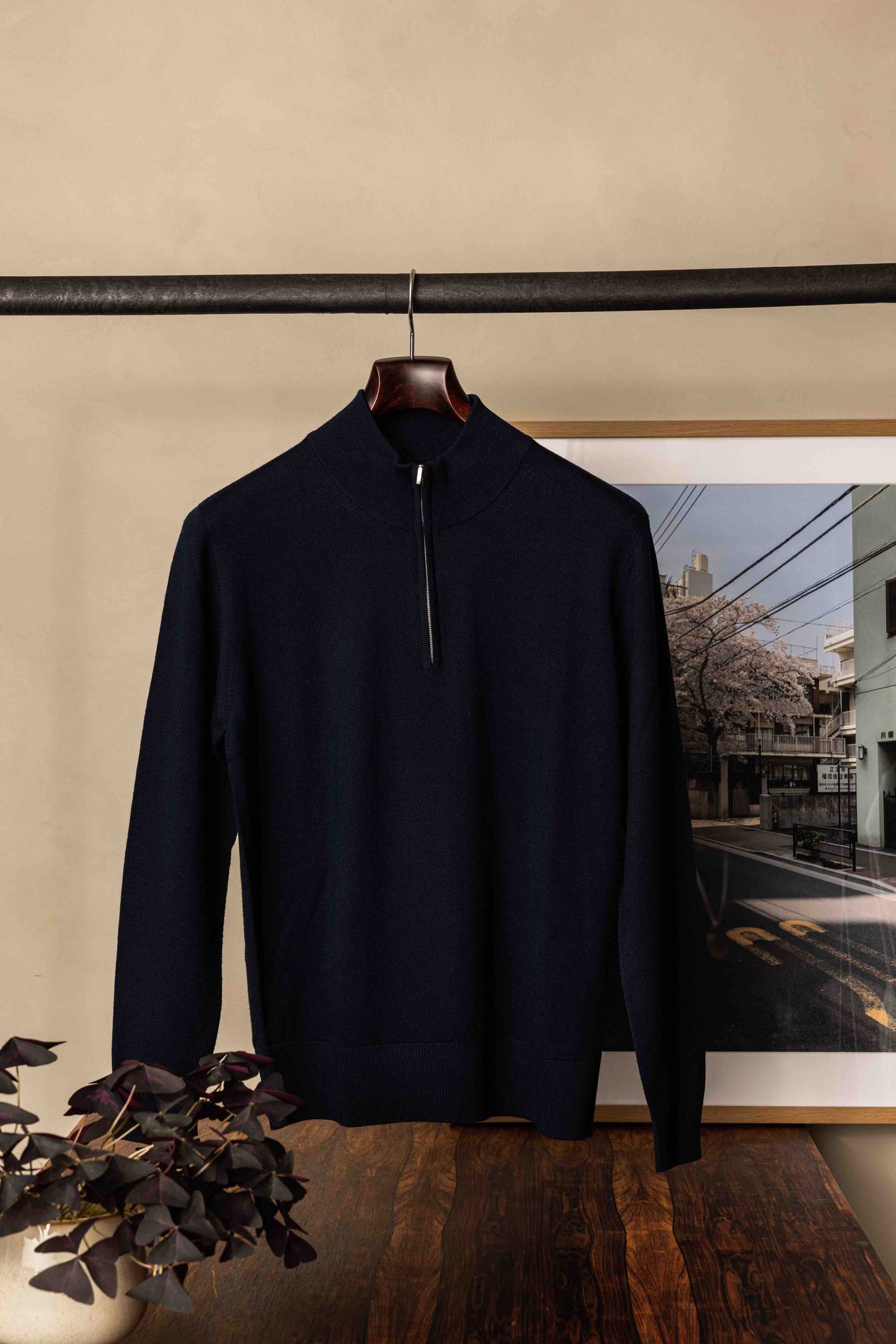 Navy 1/4 Zip Extra Fine Merino Jumper