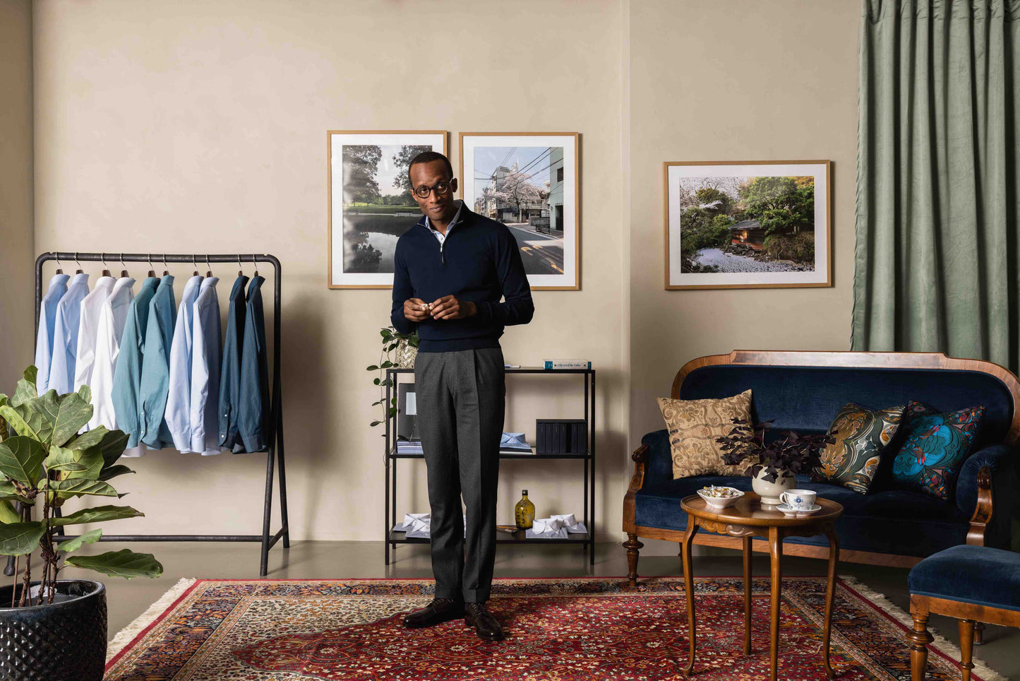 Navy 1/4 Zip Extra Fine Merino Jumper