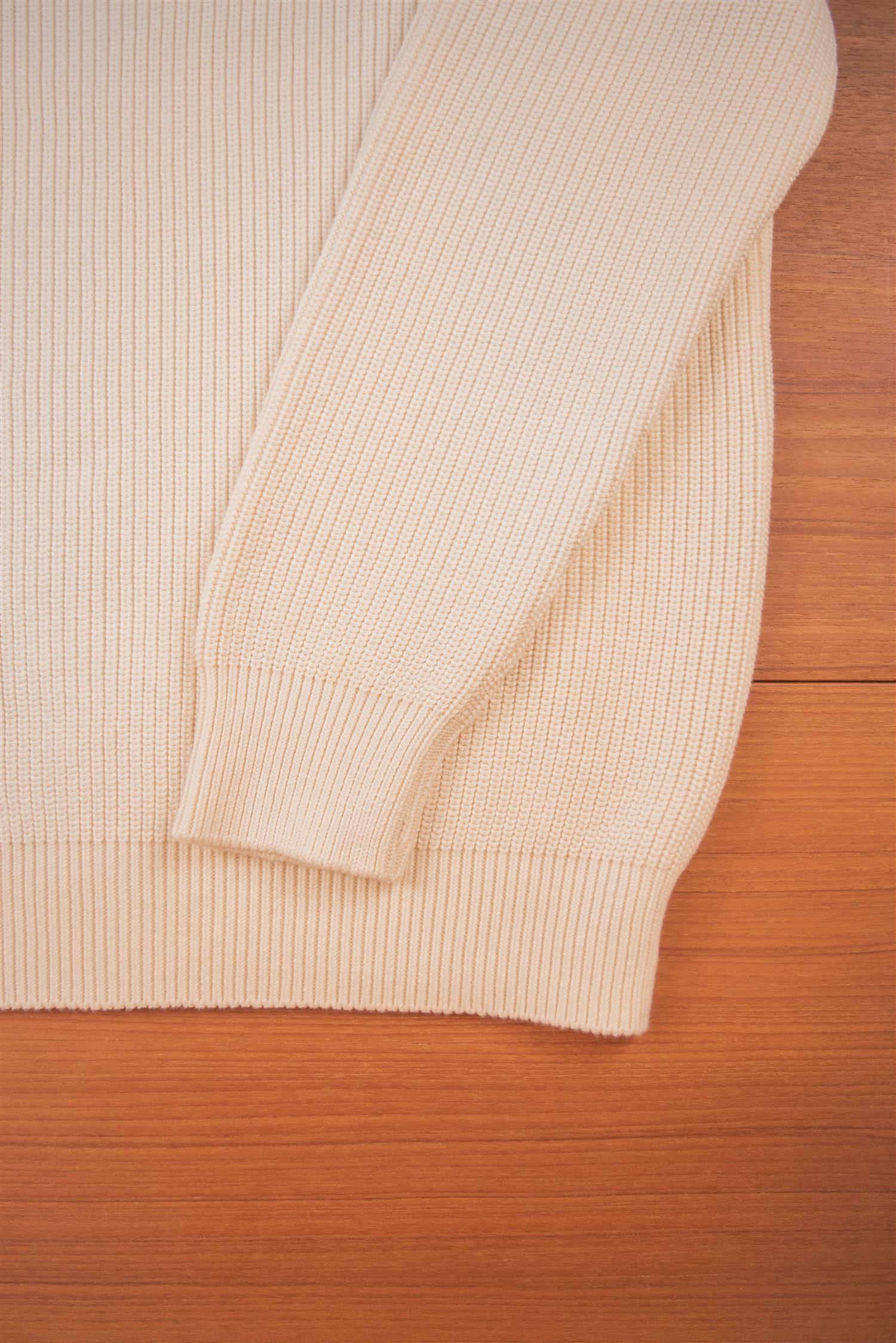 Ivory Heavy Cotton Crew Neck Jumper