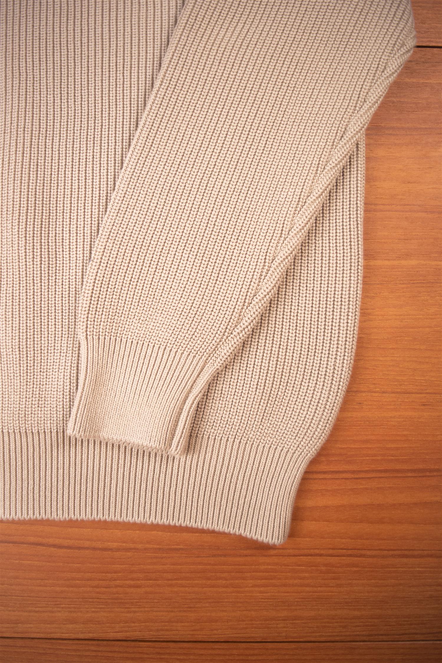 Sand Heavy Cotton Crew Neck Jumper