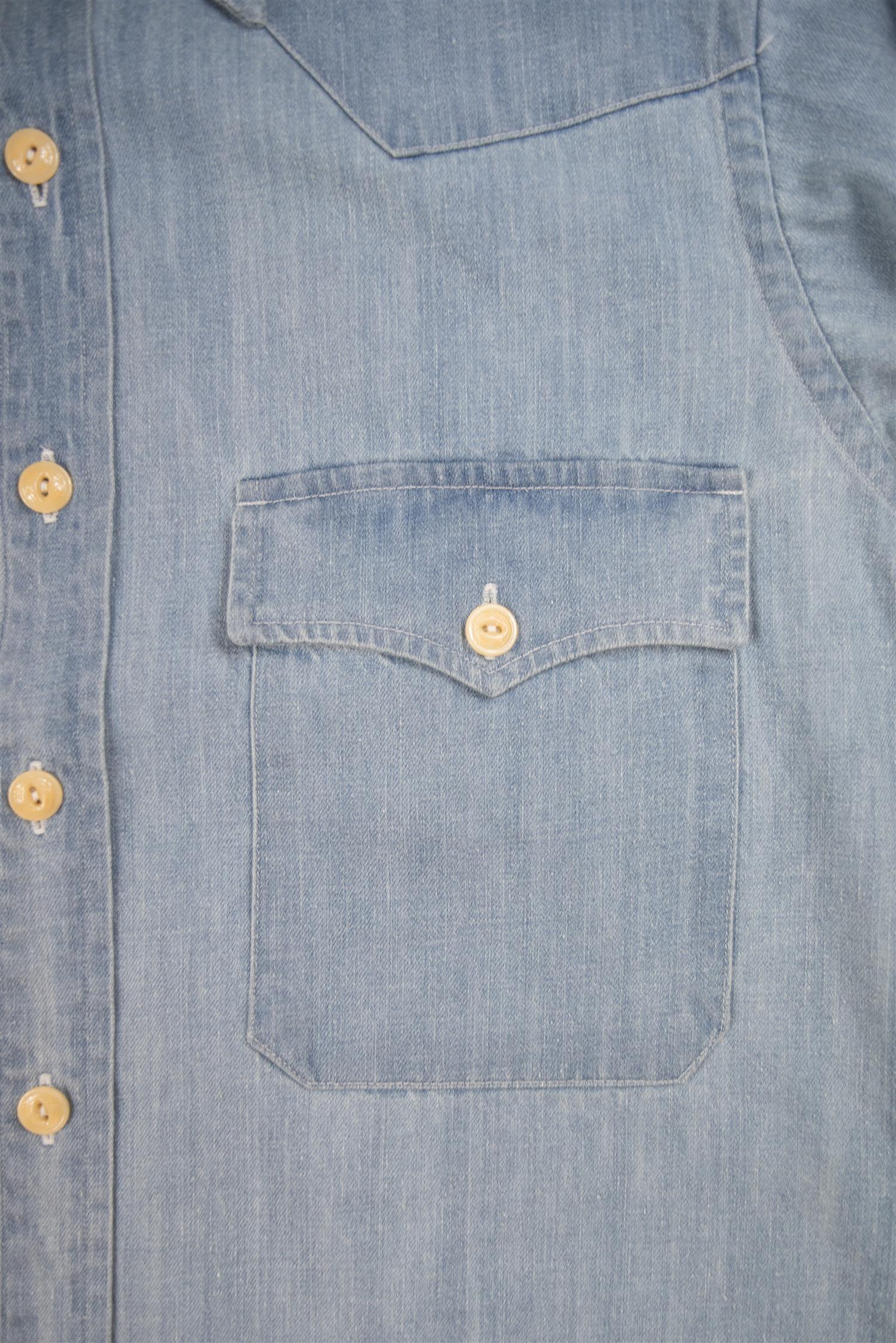 BLEACH WASH DENIM WESTERN SHIRT