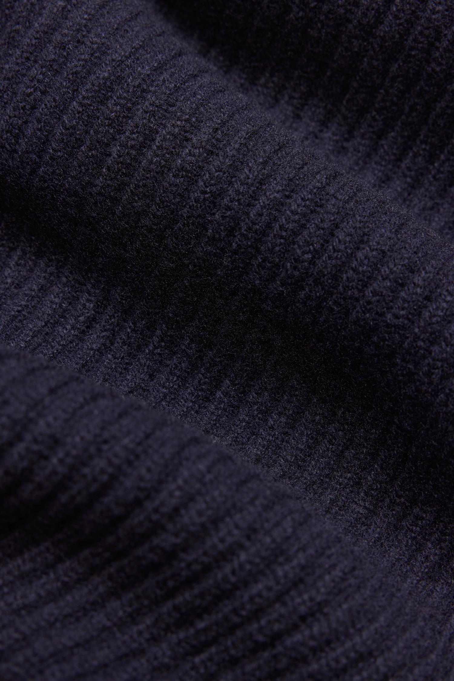 Navy Lambswool Shawl Collar Cardigan