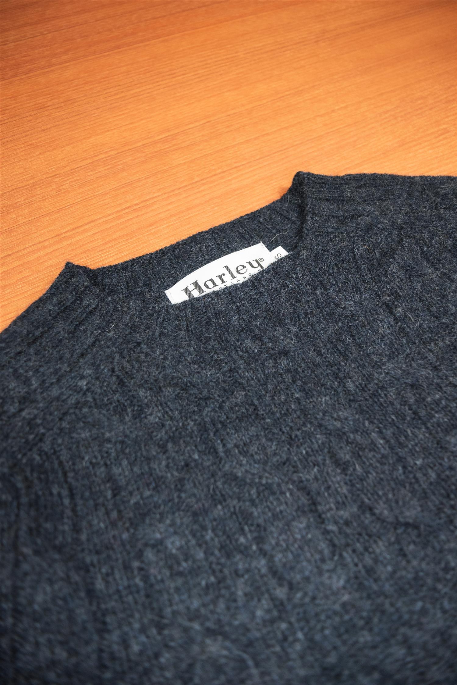 Charcoal Cable Knit Shetland Wool Jumper