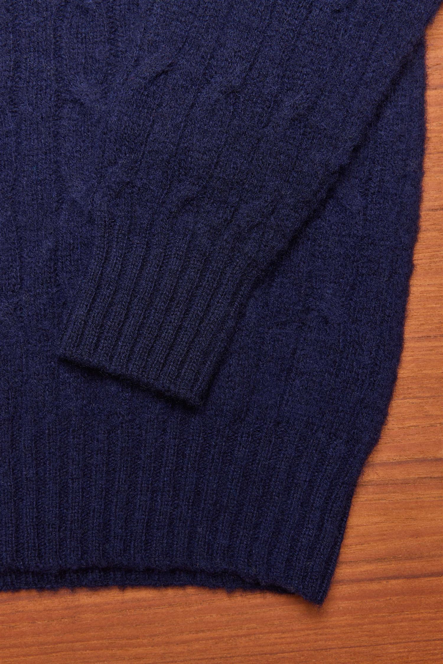 Navy Cable Knit Shetland Wool Jumper