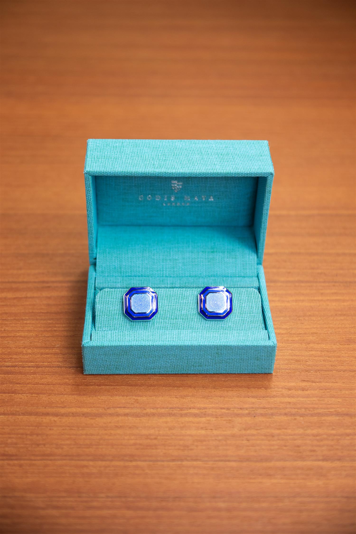 Blue Octagonal Band Cufflink