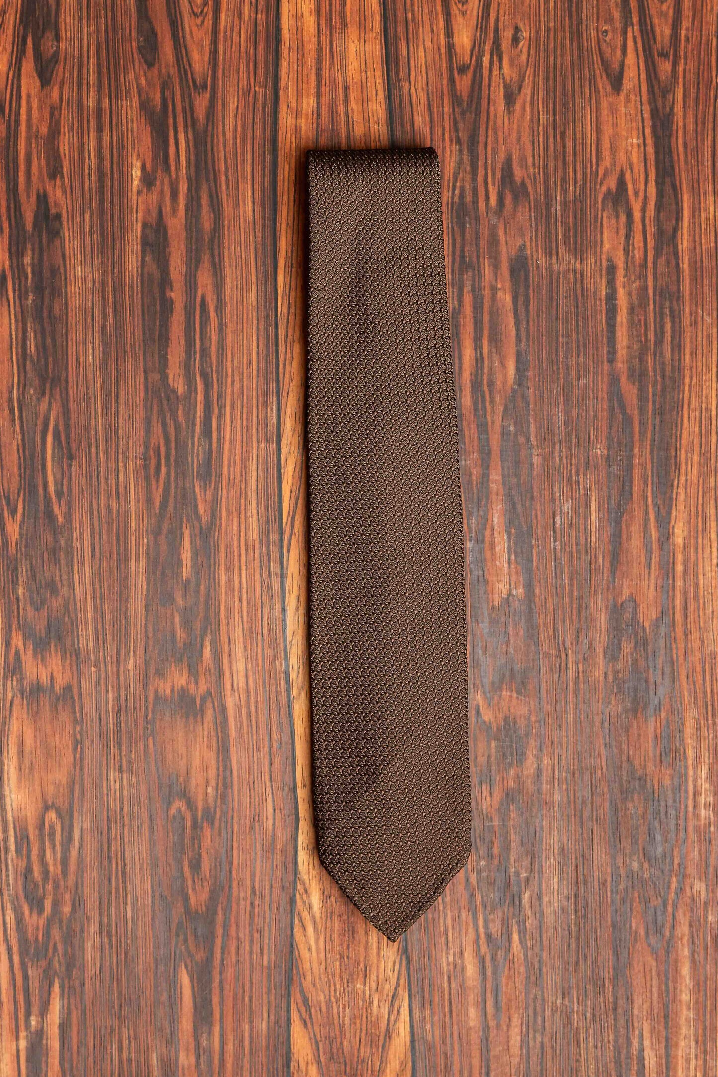Brown Grenadine Hand Rolled Tie