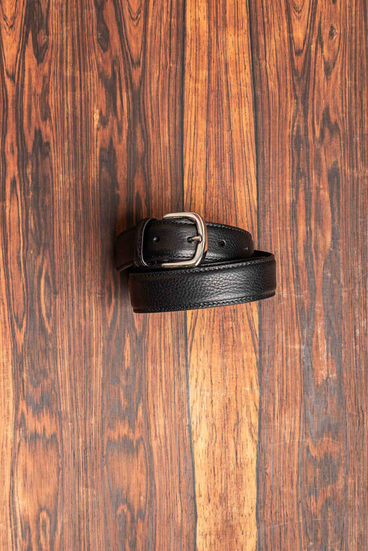 Black Grain Leather Belt