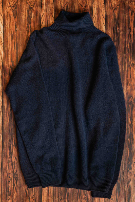 Navy Turtleneck Merino/Cashmere Jumper