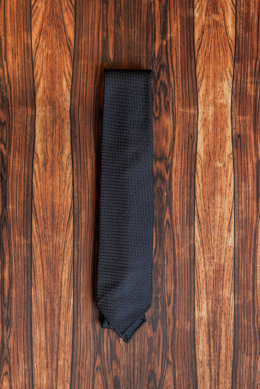 Navy Grenadine Handrolled Tie