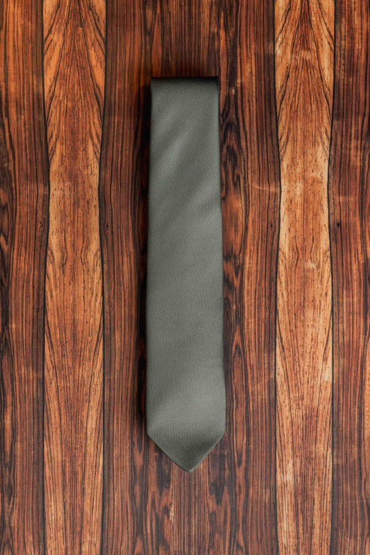 Military Green Twill Silk Plain Tie