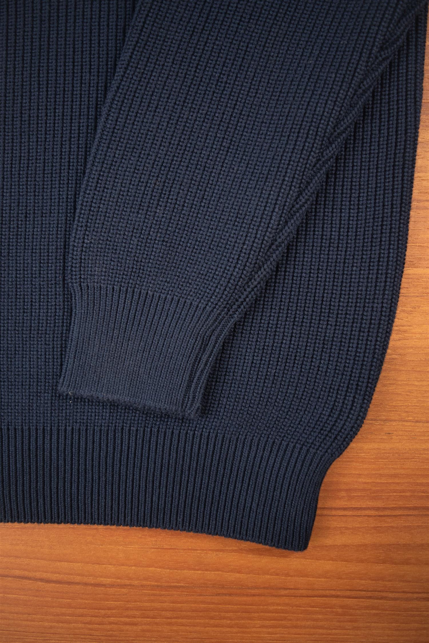 Navy Heavy Cotton Crew Neck Jumper