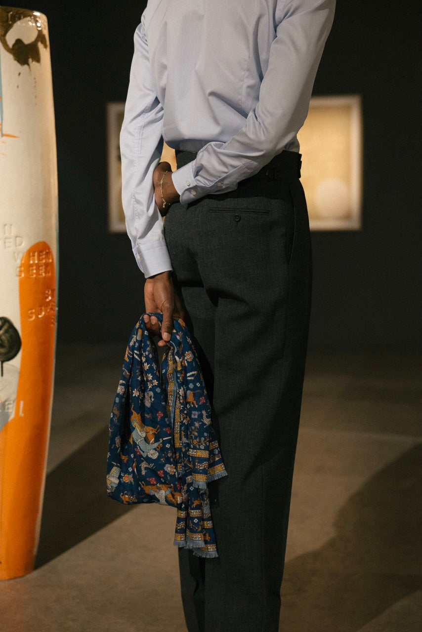 Admiral 2 Pleat Grey Merino Wool Trouser