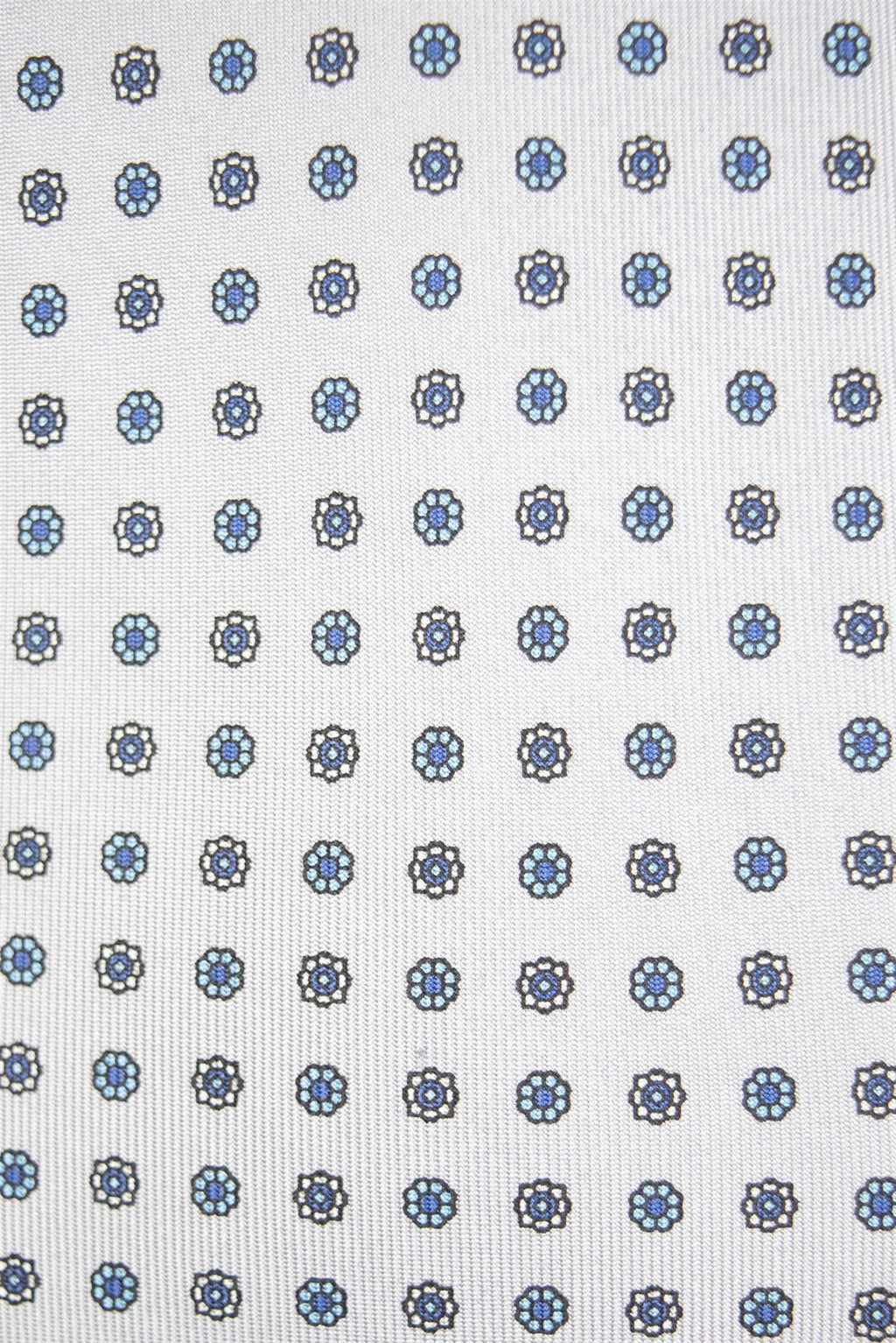 Silver and blue flower pattern 3-Fold Silk Tie