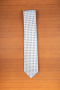 Silver and blue flower pattern 3-Fold Silk Tie