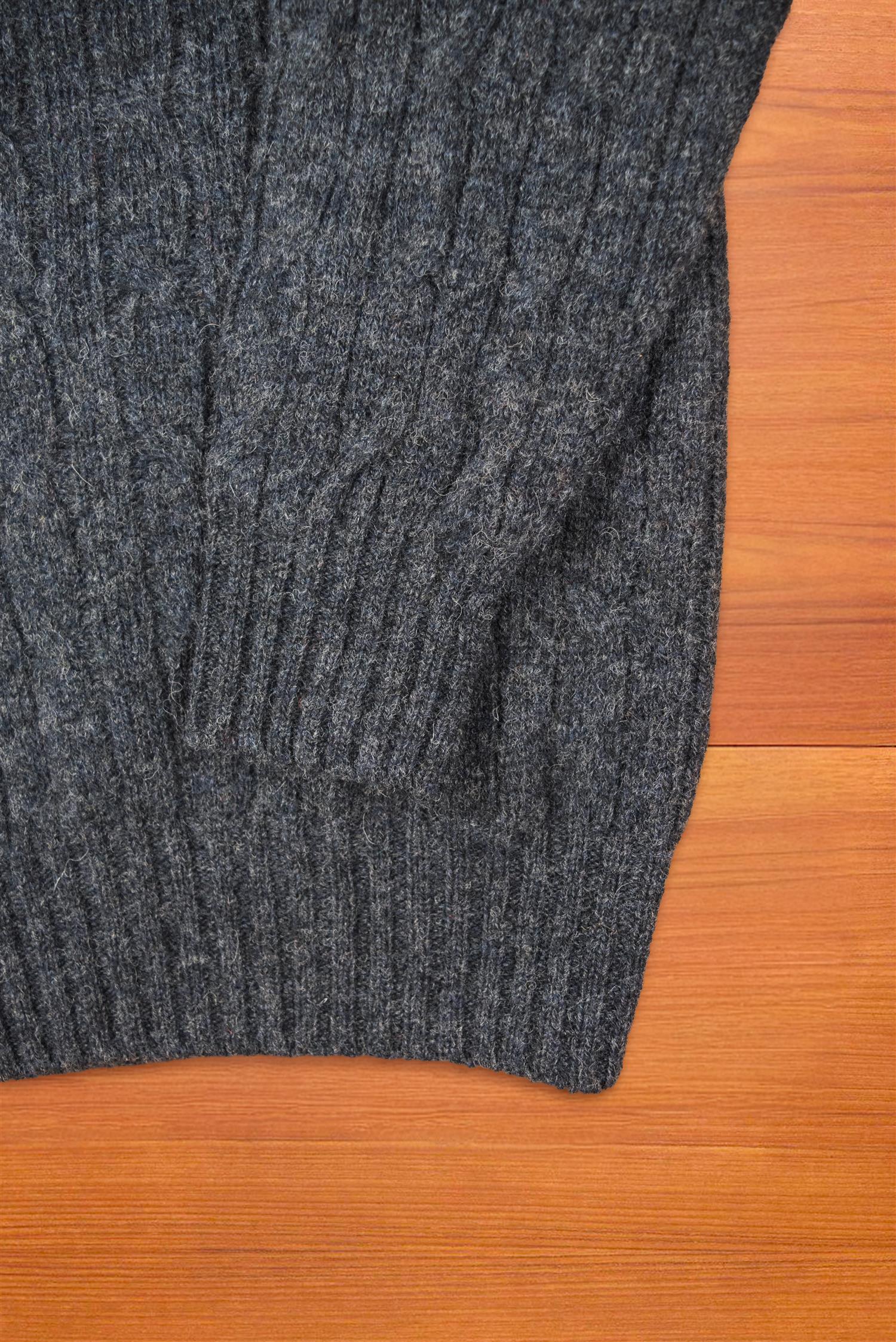 Charcoal Cable Knit Shetland Wool Jumper