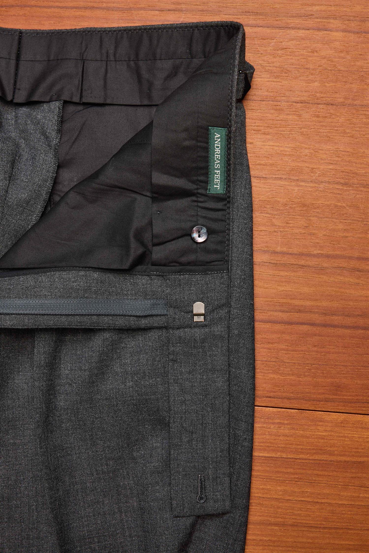 Admiral 2 Pleat Grey Merino Wool Trouser