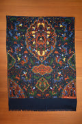 Navy & Orange Forest Hunting Wool & Silk Scarf