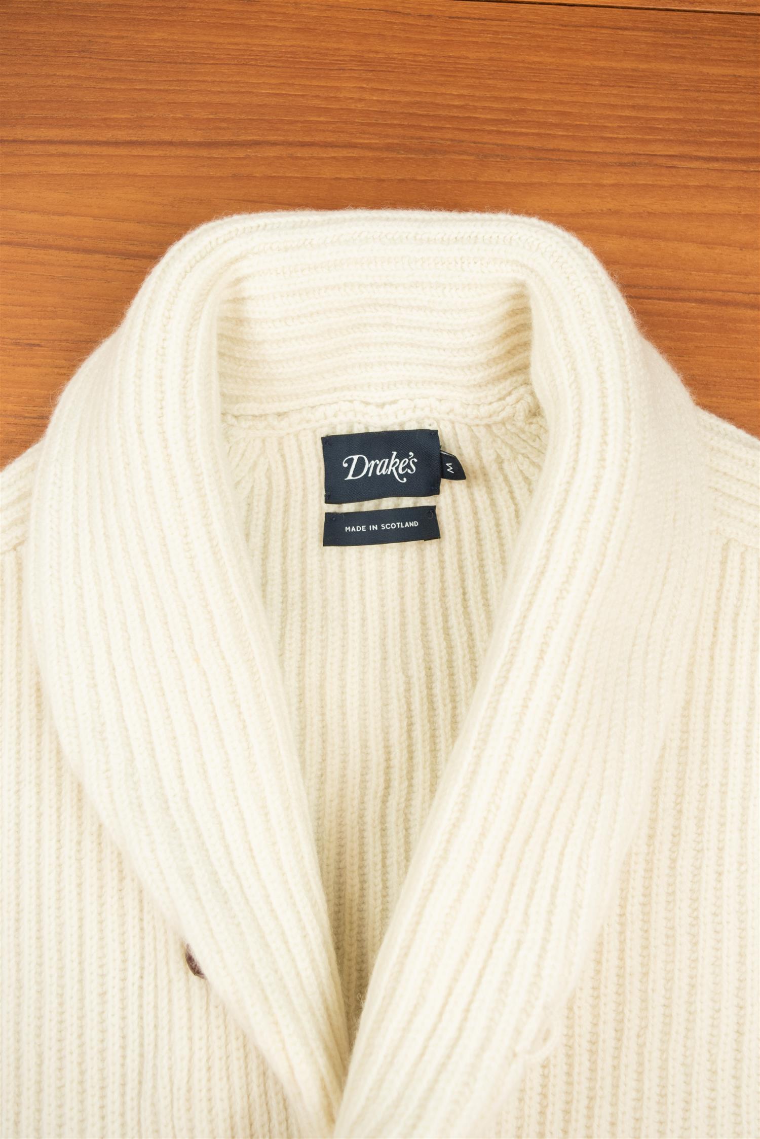 Ecru Lambswool Shawl Collar Cardigan