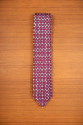 Magenta small flower pattern 3-Fold Silk Tie