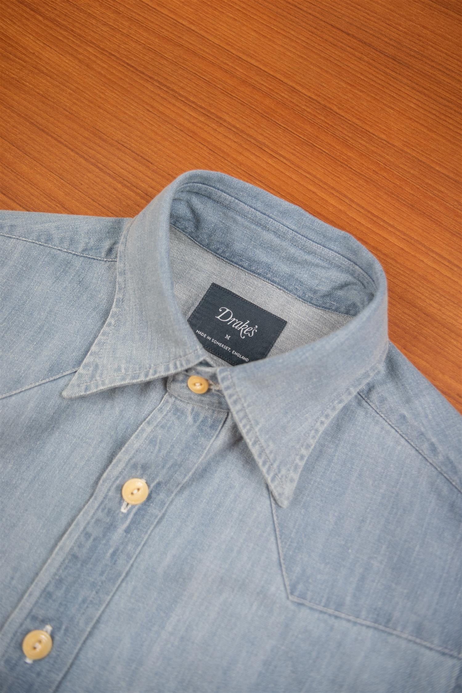 BLEACH WASH DENIM WESTERN SHIRT
