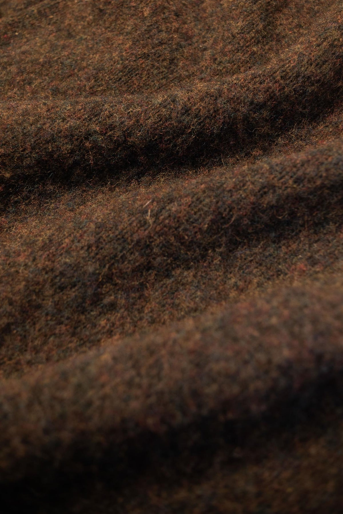 Brown Polo Neck Brushed Shetland Wool Jumper