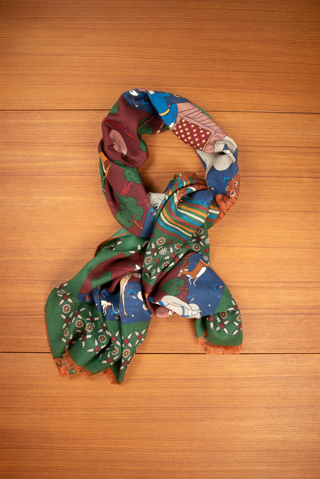 Ivy Green Elephant Hunter Wool & Silk Scarf