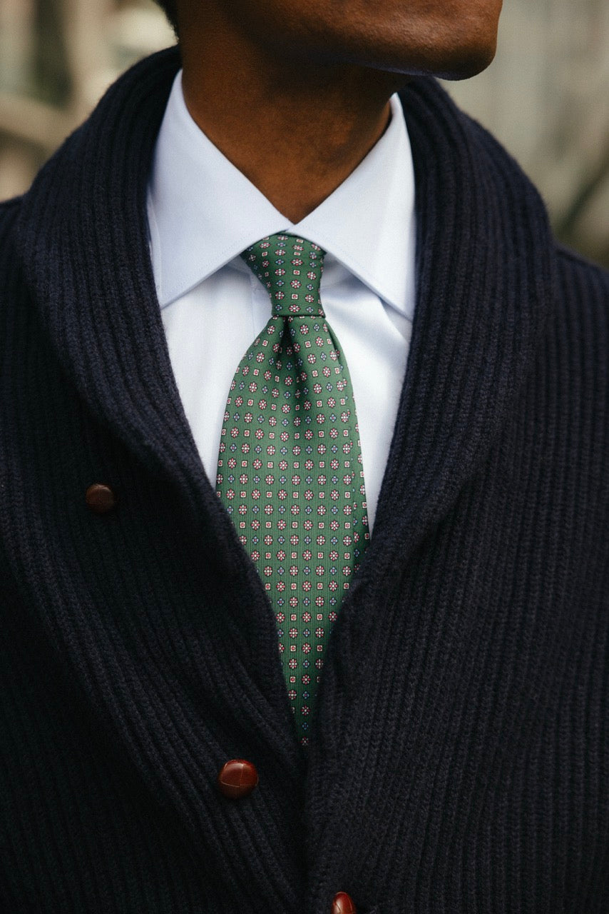 Navy Lambswool Shawl Collar Cardigan