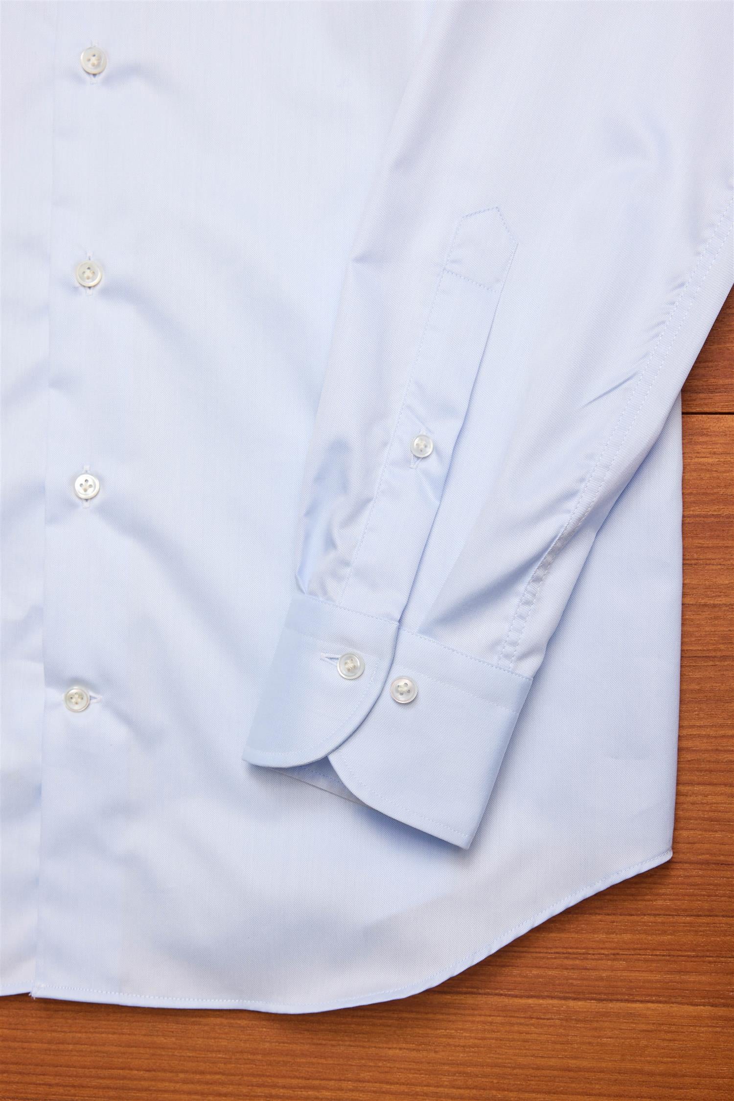 Light Blue Spread Collar Shirt Cotton Twill