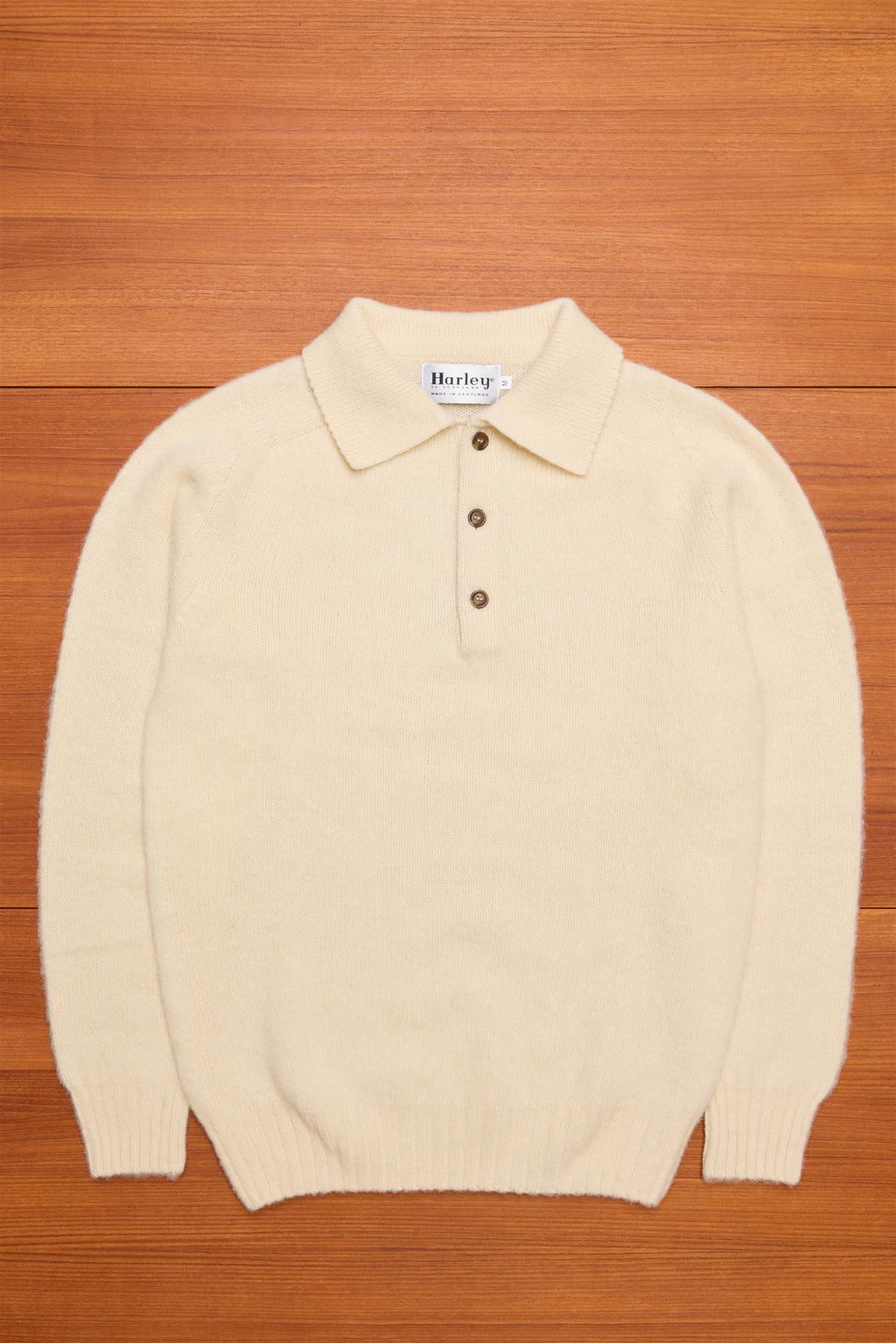 Vanilla Polo Neck Brushed Shetland Wool Jumper