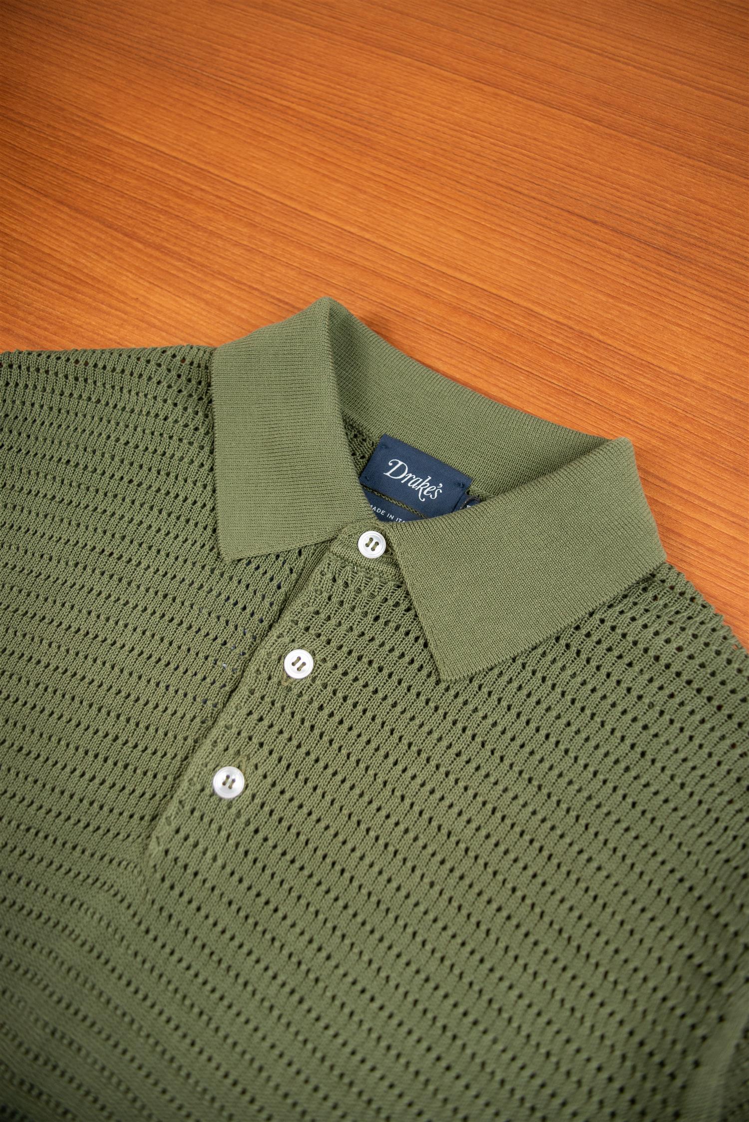 Olive Waffle Polo Short Sleeve