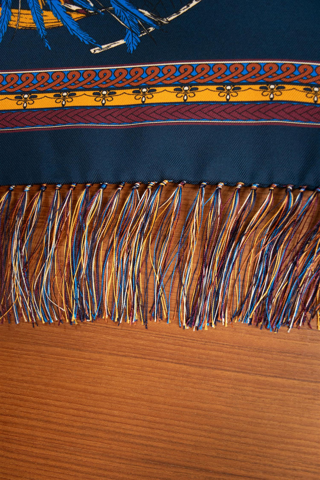 Navy Peacock and Colibri 100% Silk Scarf