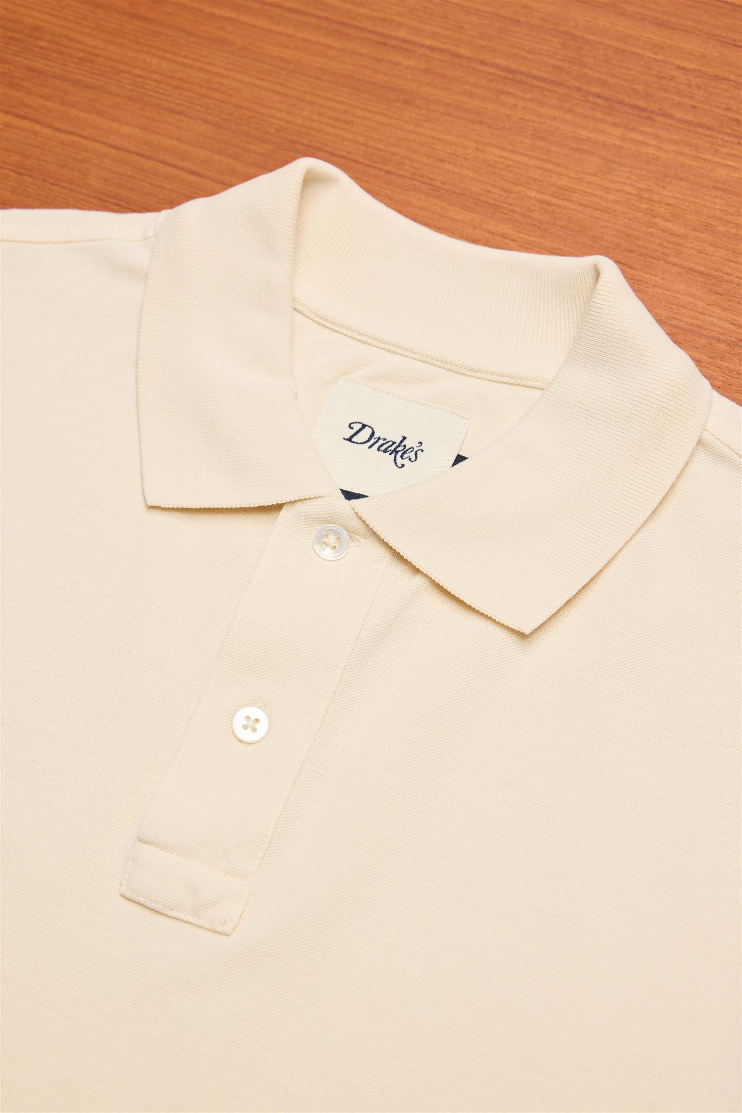Ecru Piqué Cotton Polo Shirt