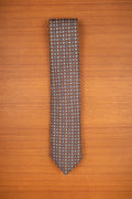 Brown and blue flower pattern 3-Fold Silk Tie