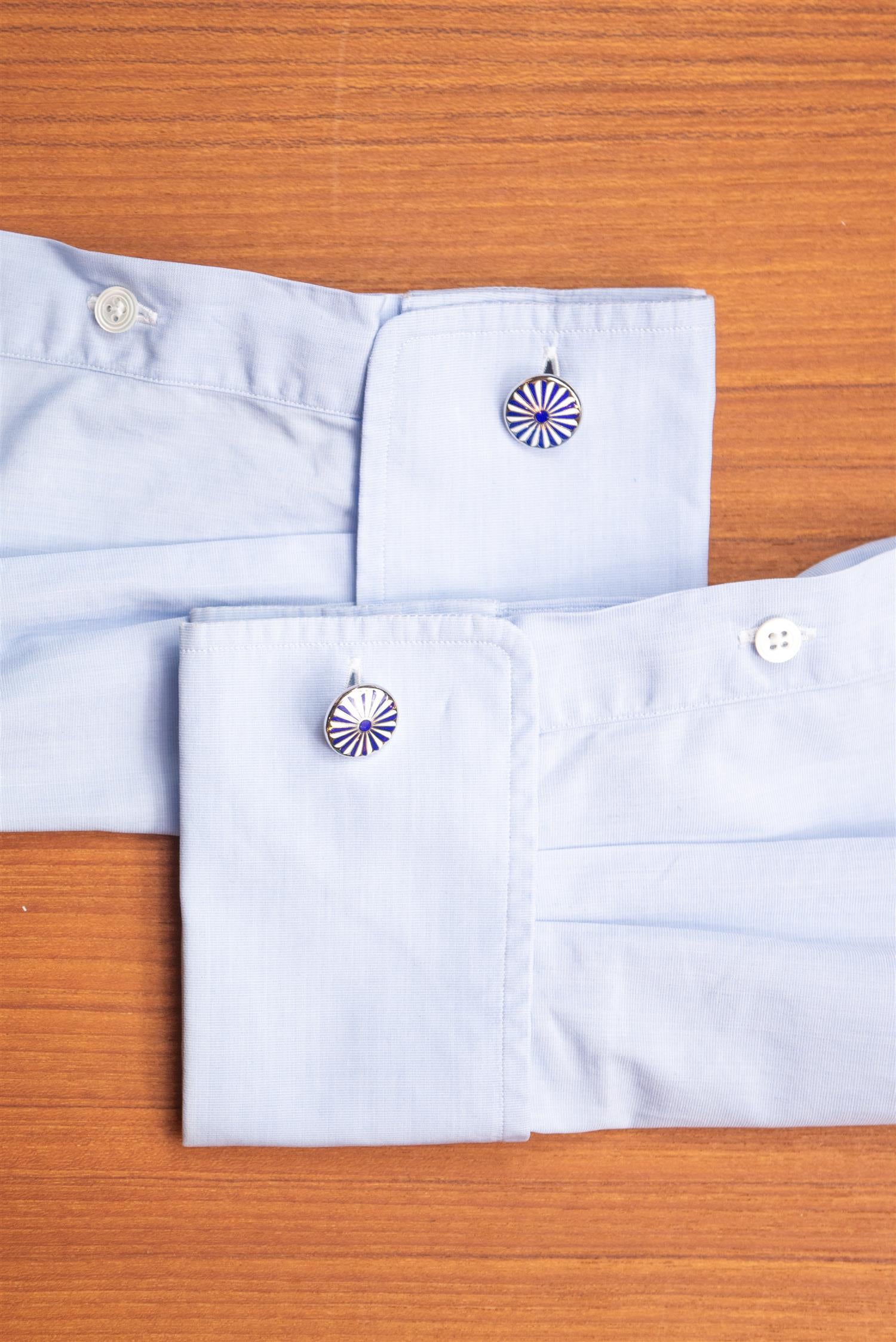 Navy Flora Cufflink