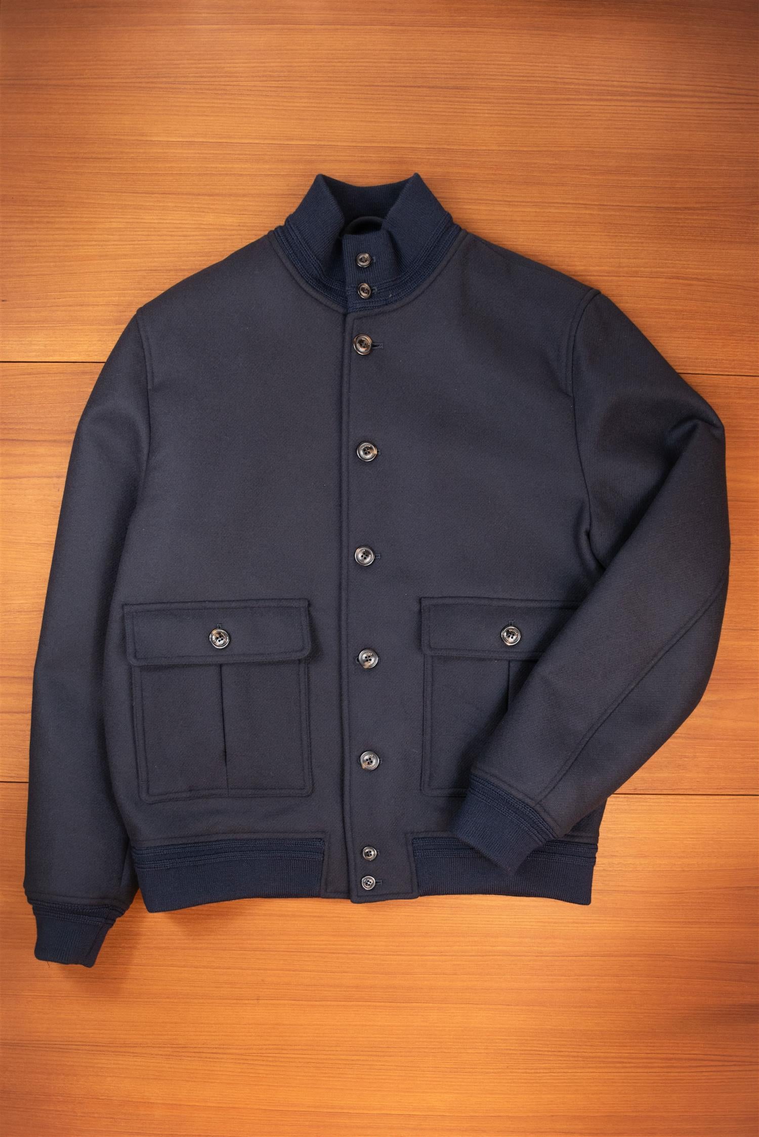 Valstarino Navy Wool Flight Jacket