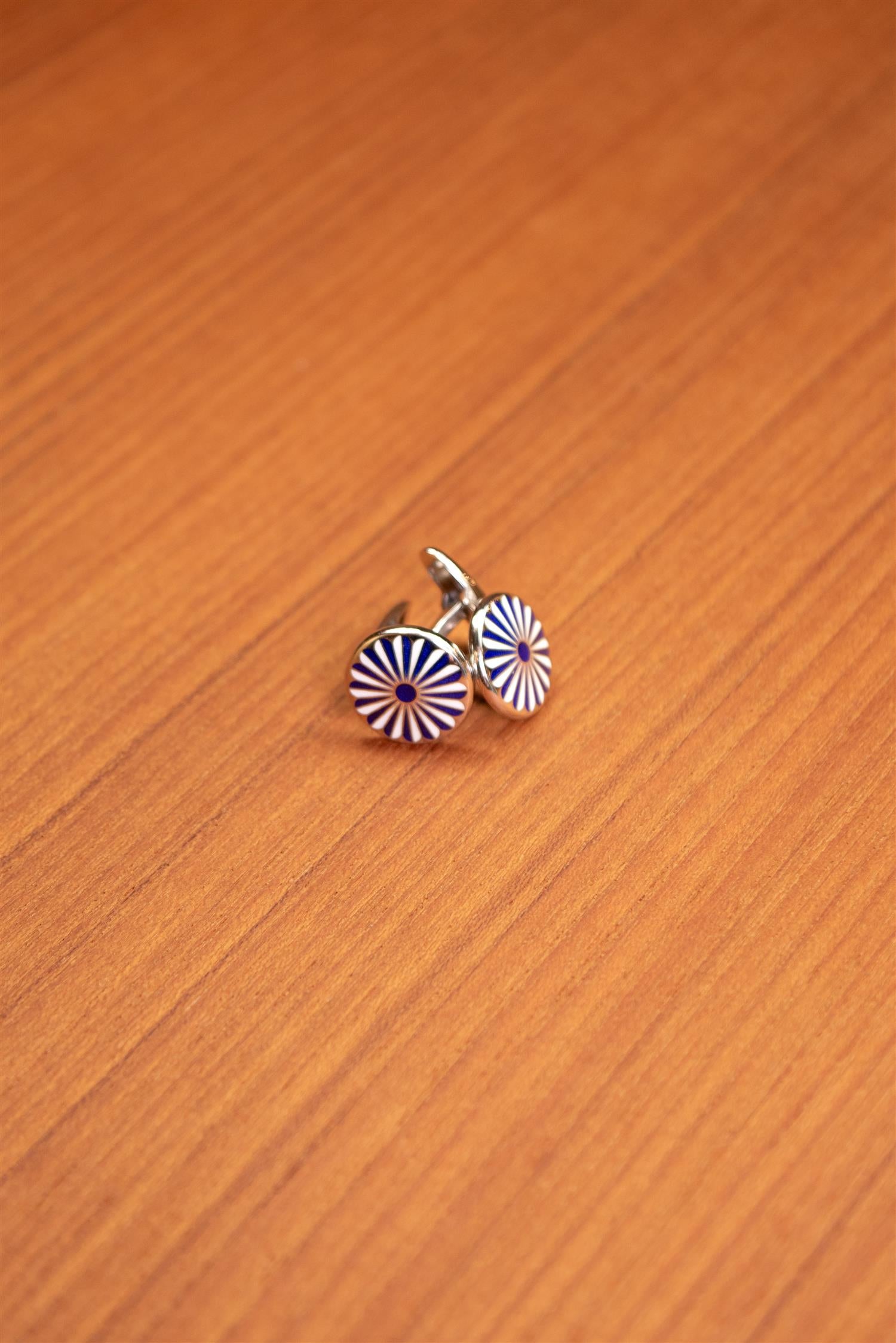Navy Flora Cufflink