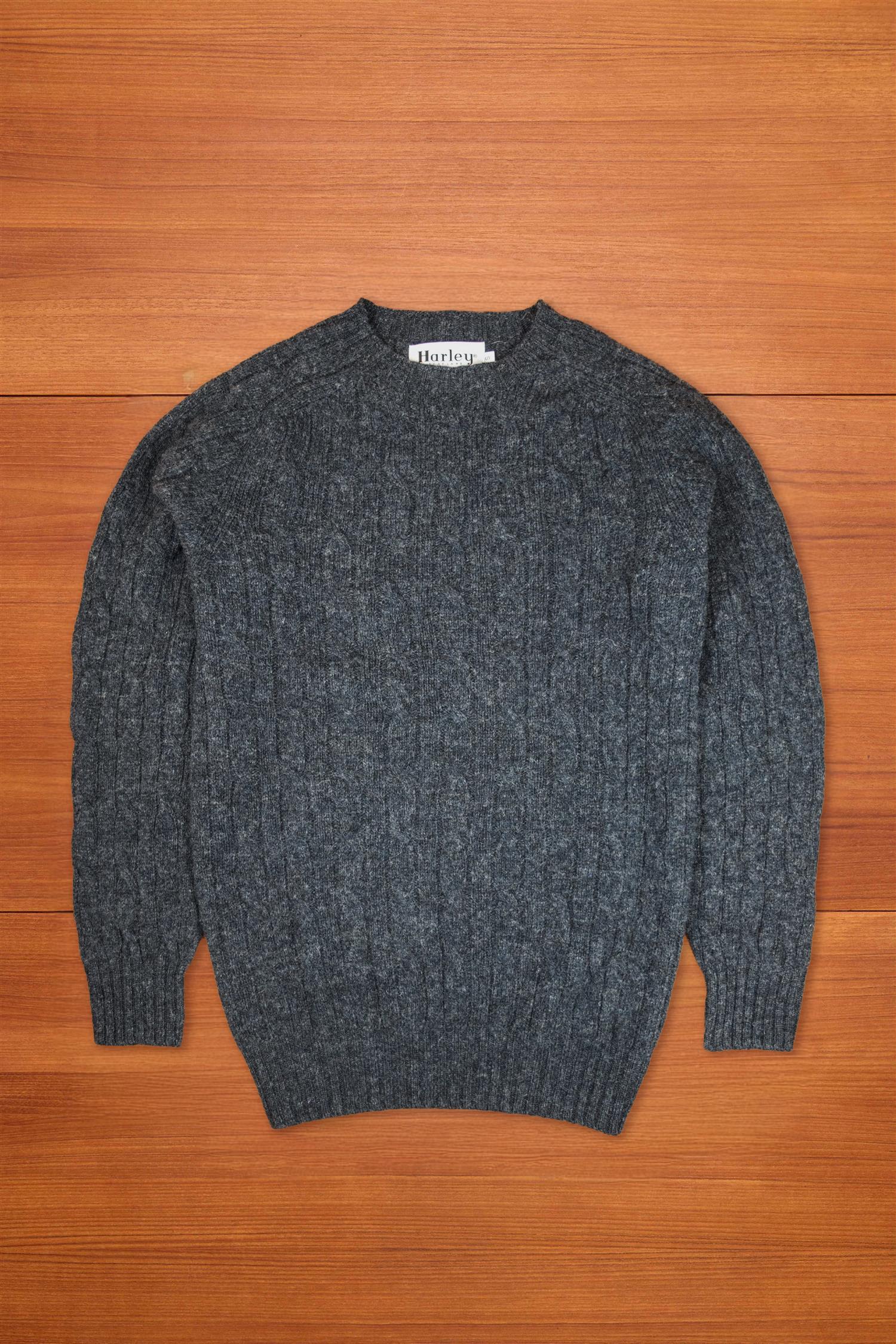 Charcoal Cable Knit Shetland Wool Jumper