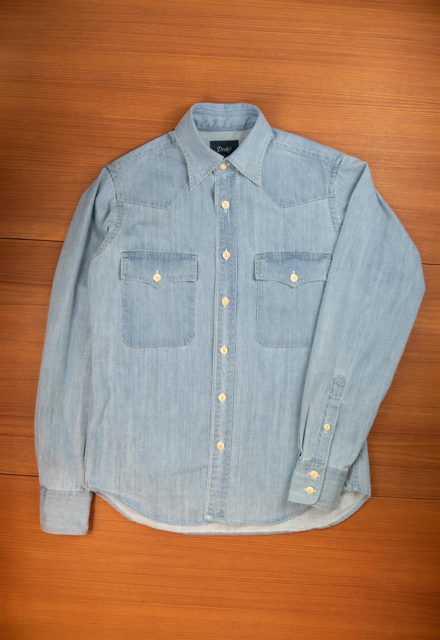 BLEACH WASH DENIM WESTERN SHIRT