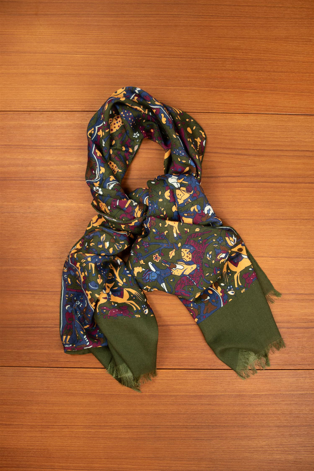 Olive Forest Hunting Wool & Silk Scarf