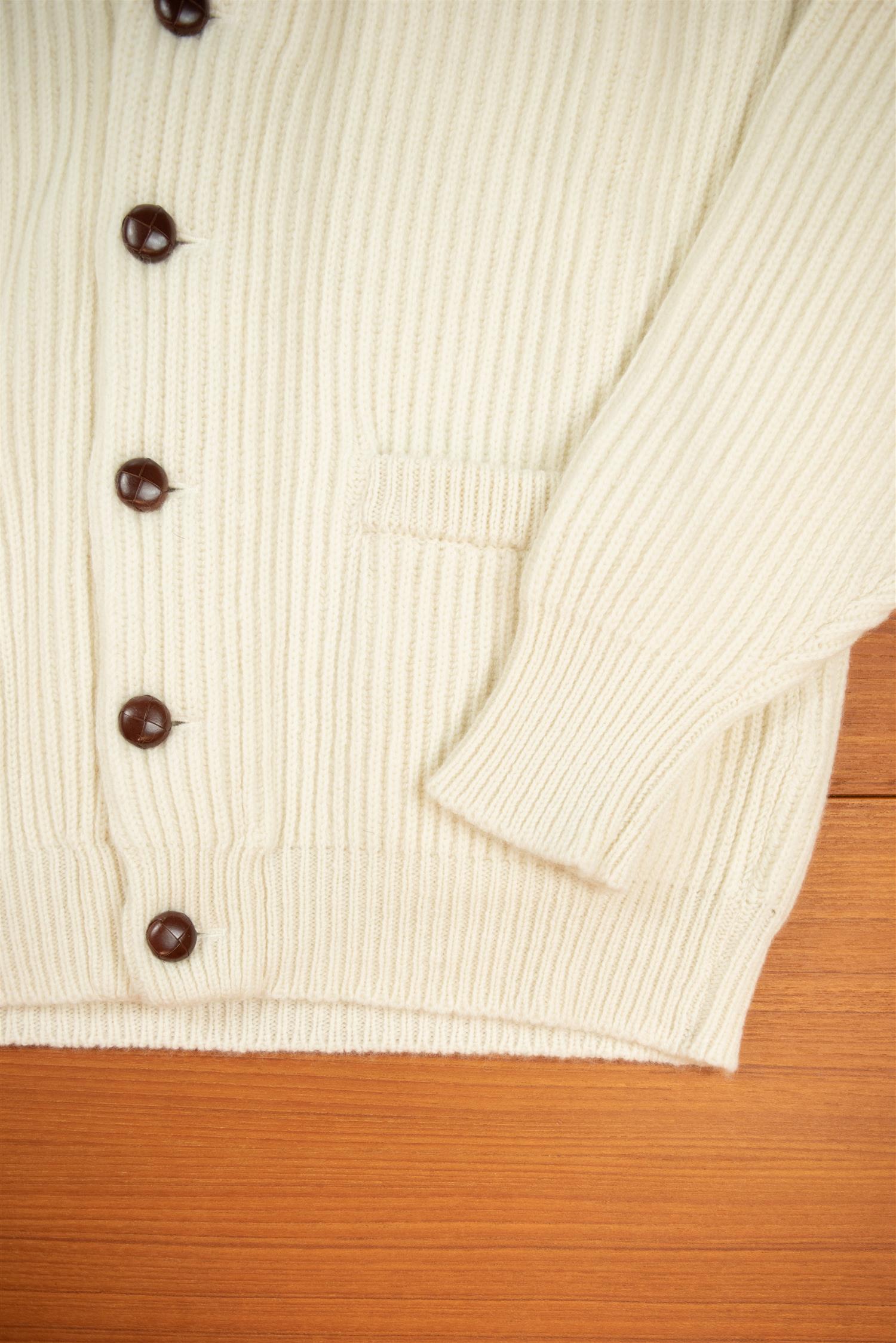 Ecru Lambswool Shawl Collar Cardigan